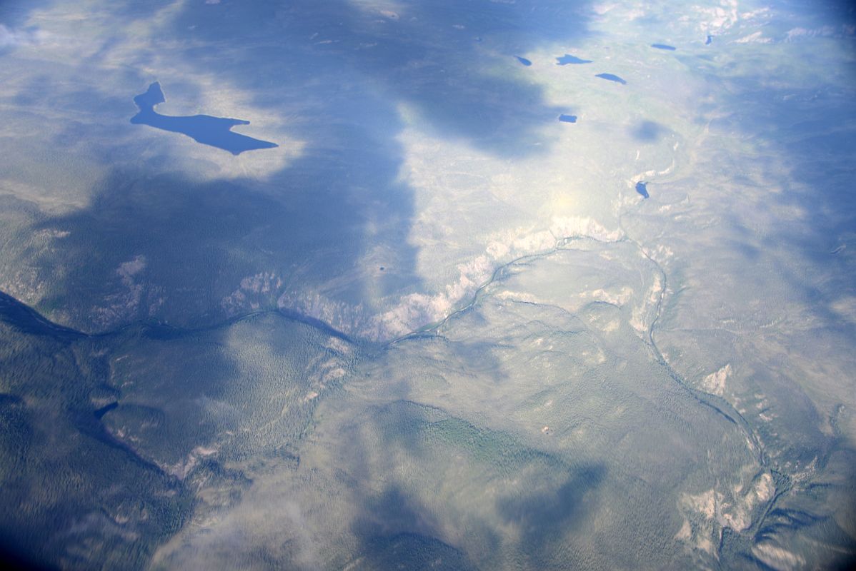 04 A Canyon And Some Lakes Dot The Landscape From Airplane On The Flight From Whitehorse To Dawson City Yukon